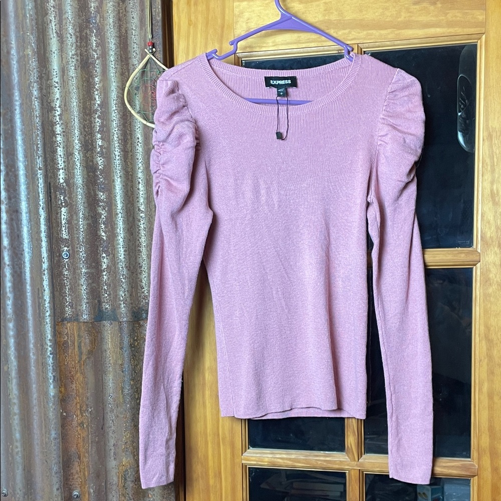 Express Women's Rose-Pink Long Sleeve Sweater, Size S